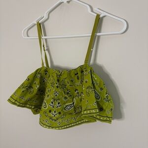 NWT OPPA Women’s Large Olive Green Bandana Tank Top Crop Pretty Boho